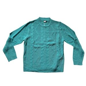 Vintage Turquoise Blue Cable Knit Sweater Women’s Large